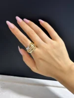 14 Ayar Rose ve Beyaz Altın Modern Tasarım Yüzük - Görsel 2